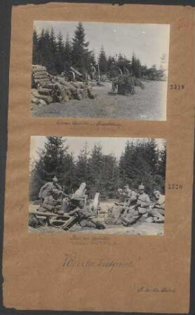 Schwere Geschütze in Feuerstellung, (schwere Feldhaubitze)