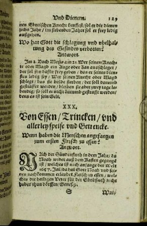 XXX. Von Essen/ Trincken/ und allerley speise und Getrencke.