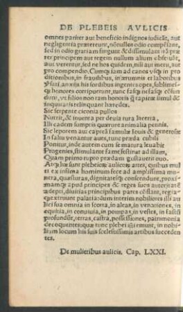 De mulieribus aulicis. Cap. LXXI. - De nobilitate. Cap. LXXX.