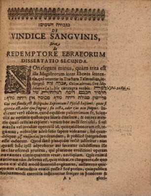 Gô'ēl had-dām sive dissertatio de vindice sanguinis quae est de redemptore Ebraeorum secunda