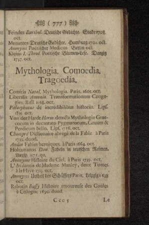 Mythologia. Comoedia. Tragoedia.