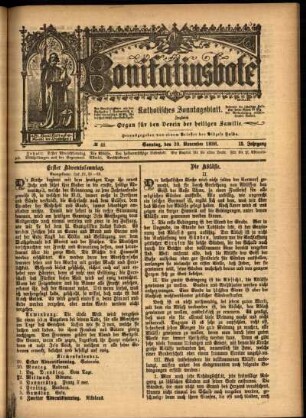 Erste Ausgabe vom Sonntag, den 29. November 1896.