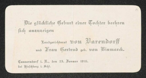 Brief von Gertrud Varendorff und Otto Heinrich Eberhard von Varendorff an Gerhart Hauptmann