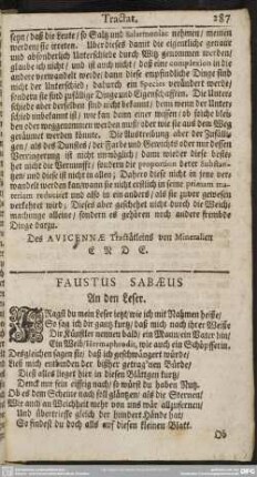 Faustus Sabaeus An den Leser