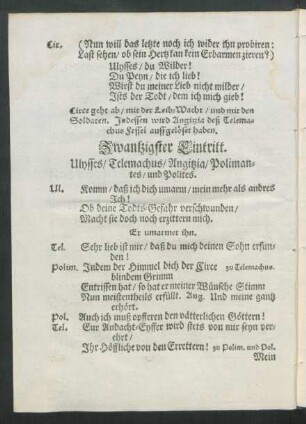 Zwantzigster Eintritt.