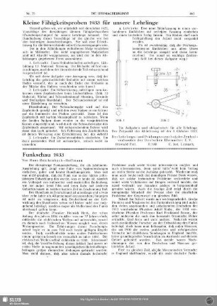 Kleine Fähigkeitsproben 1933 für unsere Lehrlinge