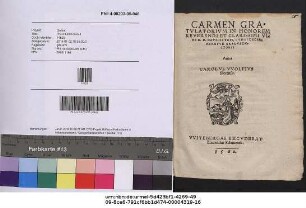 CARMEN GRATVLATORIVM IN HONOREM REVERENDI ET CLARISSIMI VIRI D. M. DAVIDIS VOIT, CVM EI DECERNERETVR GRADVS DOCTORIS