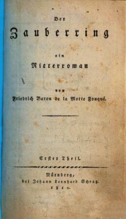 Der Zauberring : ein Ritterroman, 1