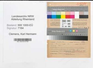 Entnazifizierung Karl Hermann Clemens, geb. 16.11.1898 (Angest.)
