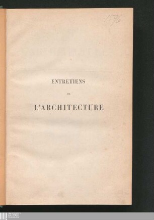 1: Entretiens sur l'architecture
