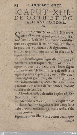 CAPUT XIII. DE ORTU ET OCCASU ASTRONOMICO.