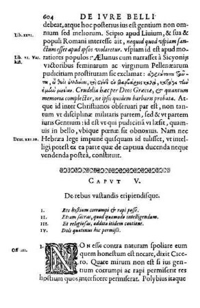 Caput V. De rebus vastandis eripiendisque. - Caput VI. De iure acquirendi bello capta.