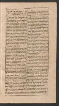 Praefatio Philippi Melanchthonis In Locos Theologicos.