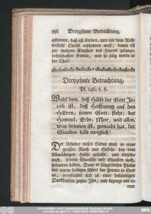 Dreyzehnte Betrachtung, Ps. 146, 5. 6.