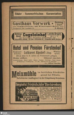 Bäder, Sommerfrischen, Kuranstalten
