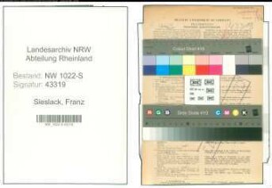 Entnazifizierung Franz Sieslack , geb. 01.06.1895 (Polizeibeamter)