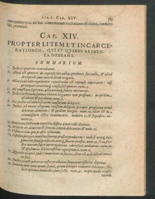 Cap. XIV. Propter Litem Et Incarcerationem, Qui Et Quibus Alimenta Debeant.