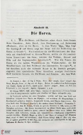 Abschnitt III: Die Horen
