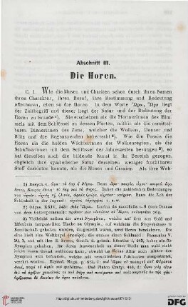 Abschnitt III: Die Horen