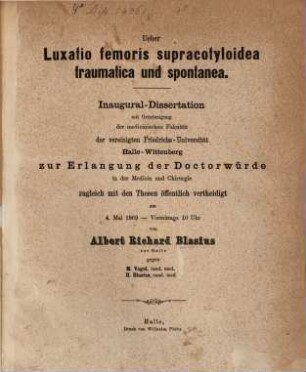 Ueber luxatio femoris supracotyloidea traumatica und spontanea