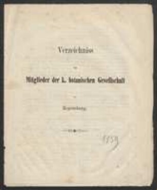 Verzeichniss der Mitglieder