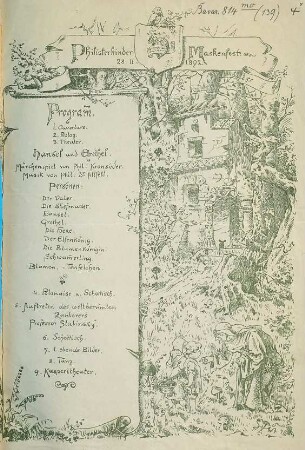 Philisterkinder Maskenfest. 28.II.1892. Program[m] ...