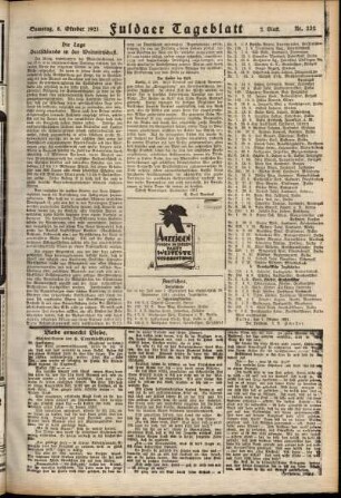 Zweite Ausgabe vom Samstag, den 08. Oktober 1921.