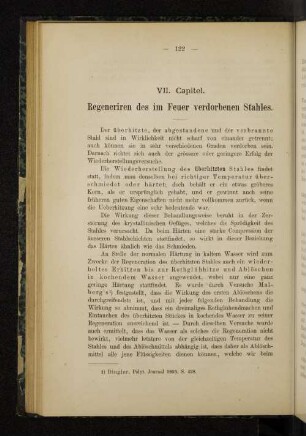VII. Capitel. Regeneriren des im Feuer verdorbenen Stahles.