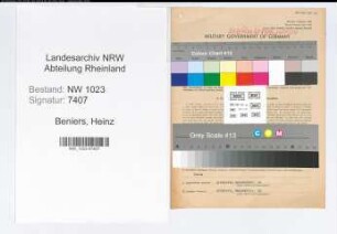 Entnazifizierung Heinz Beniers , geb. 18.08.1899 (Verwaltungsangestellter)