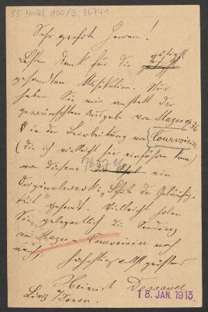 Brief an B. Schott's Söhne : 17.01.1913