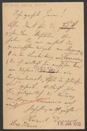 Brief an B. Schott's Söhne : 17.01.1913