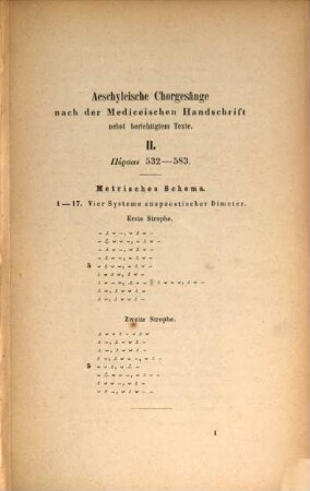 Aeschyleische Chorgesänge nach der Mediceischen Handschrift : nebst berichtigtem Texte