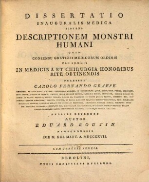 Diss. inaug. med. sistens descriptionem monstri humani