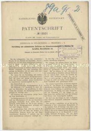 Patentschrift über eine Vorrichtung zum automatischen Entfernen von Schmutzansammlungen beim Waschen von Kartoffeln, Wurzelfrüchten u. dgl., Patent-Nr. 15531