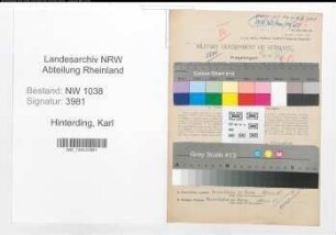Entnazifizierung Karl Hinterding , geb. 02.04.1892 (Betriebsrevisor)