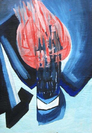 Feuer vor blau-schwarzem Grund