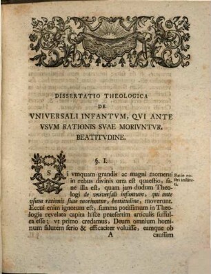 Diss. theol. de universali infantum ante usum rationibus suae morientium salute