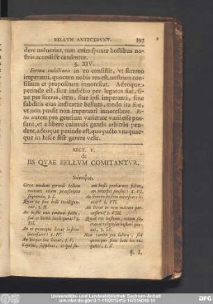 Sect. V. de Iis Quae Bellum Comitantur.