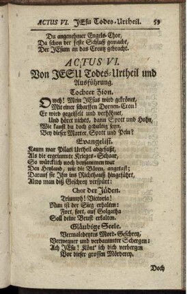 Actus VI. Von Jesu Todes-Urtheil und Ausführung