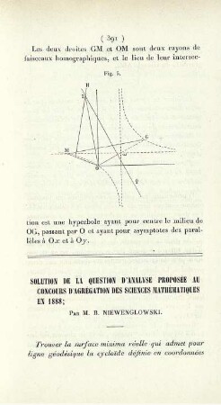Solution de la question d'analyse proposée au concours d'agrégation des sciences mathématiques en 1888.