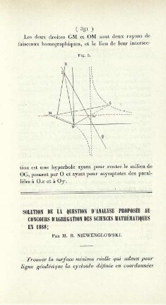 Solution de la question d'analyse proposée au concours d'agrégation des sciences mathématiques en 1888.