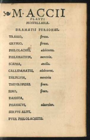 M. Accii Plauti Mostellaria.