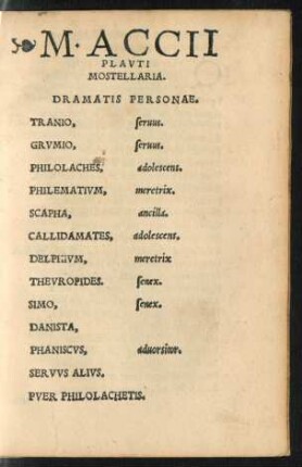 M. Accii Plauti Mostellaria.