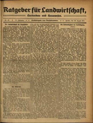 Ausgabe vom Sonntag, den 29. August 1915.