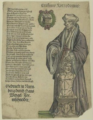 Bildnis des Erasmus von Rotterdam mit der Skulptur des Grenzgottes Terminus