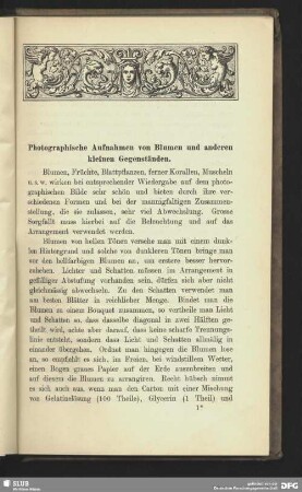 Photographische Aufnahmen von Blumen und anderen kleinen Gegenständen.