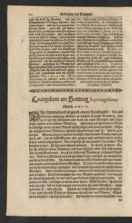 Evangelium/ am Sonntag Septuagesimae. ...
