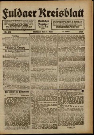 Ausgabe vom Mittwoch, den 18. Juni 1919.