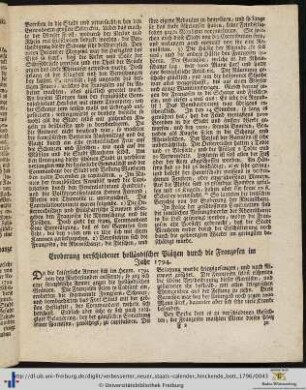 Eroberung verschiedener holländischer Plätzen durch die Franzosen im Jahr 1794.