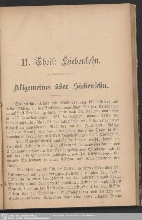 Allgemeines über Siebenlehn